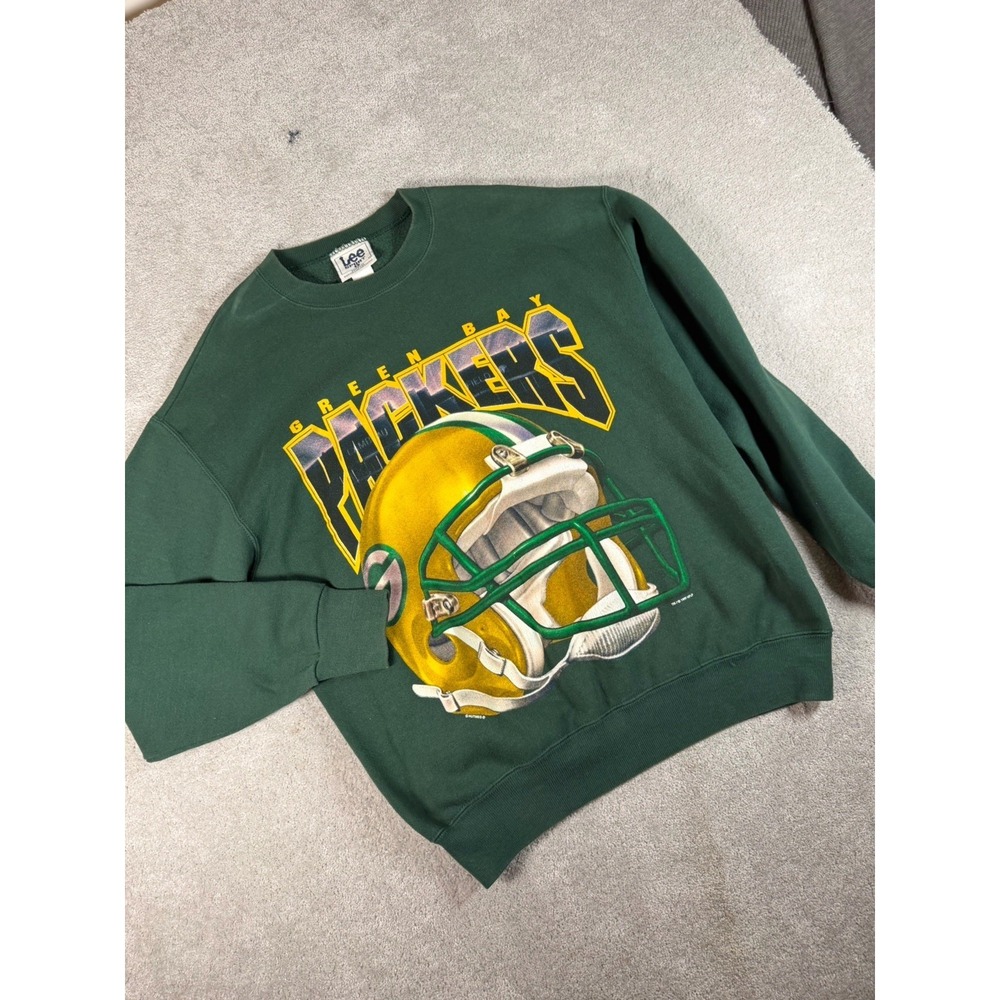 Vintage Green Bay Packers Sweatshirt Large LEE Sport 90's Helmet NFL Lambeau